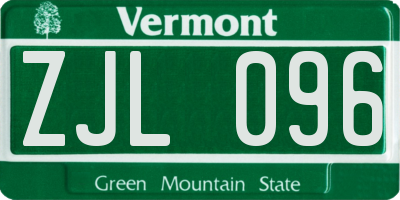 VT license plate ZJL096