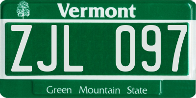 VT license plate ZJL097
