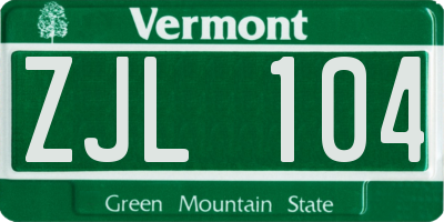 VT license plate ZJL104