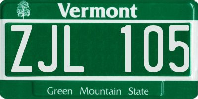 VT license plate ZJL105