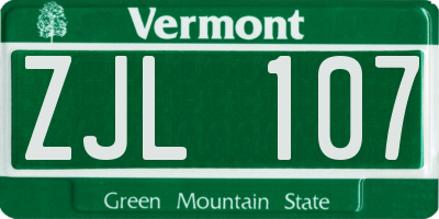 VT license plate ZJL107