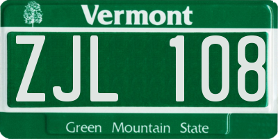 VT license plate ZJL108