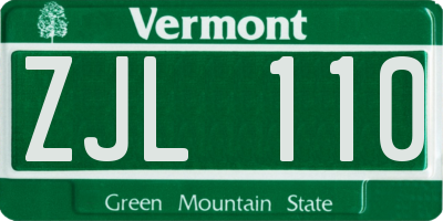 VT license plate ZJL110