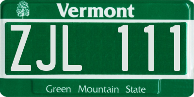 VT license plate ZJL111