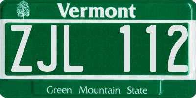 VT license plate ZJL112
