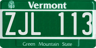 VT license plate ZJL113