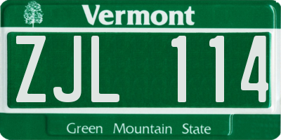 VT license plate ZJL114