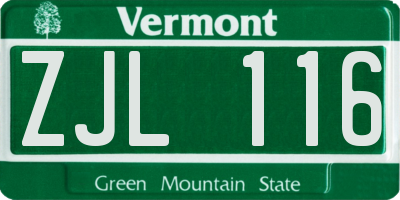 VT license plate ZJL116