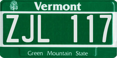 VT license plate ZJL117
