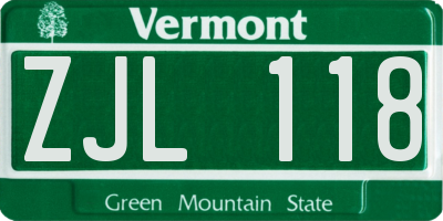 VT license plate ZJL118