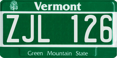 VT license plate ZJL126