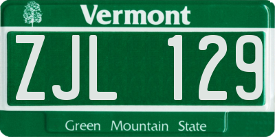 VT license plate ZJL129