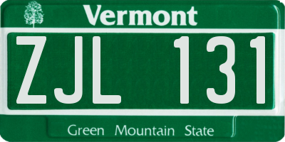 VT license plate ZJL131