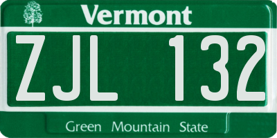 VT license plate ZJL132