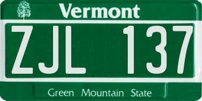 VT license plate ZJL137