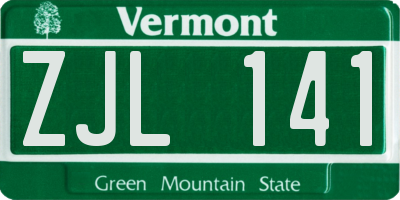 VT license plate ZJL141