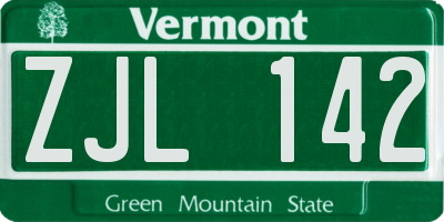 VT license plate ZJL142