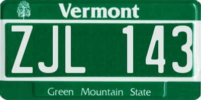 VT license plate ZJL143