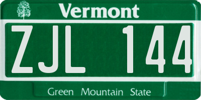 VT license plate ZJL144