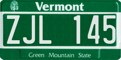 VT license plate ZJL145