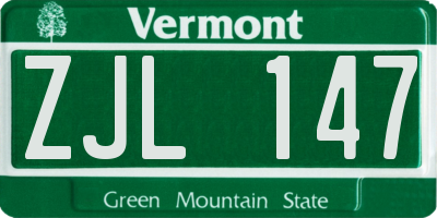 VT license plate ZJL147