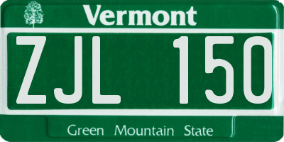 VT license plate ZJL150