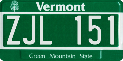VT license plate ZJL151