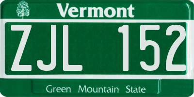 VT license plate ZJL152