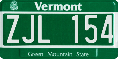 VT license plate ZJL154