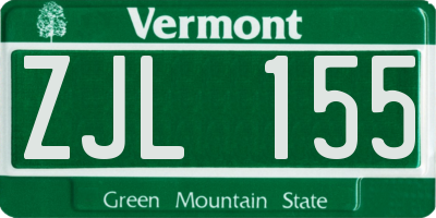 VT license plate ZJL155