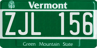 VT license plate ZJL156