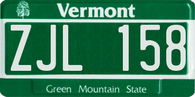 VT license plate ZJL158