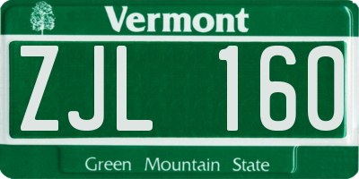 VT license plate ZJL160