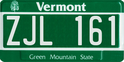 VT license plate ZJL161