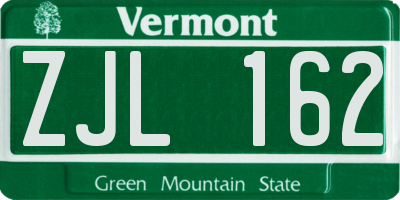 VT license plate ZJL162