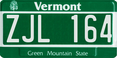 VT license plate ZJL164