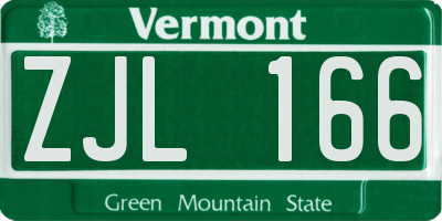 VT license plate ZJL166