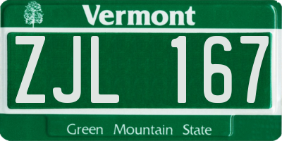 VT license plate ZJL167