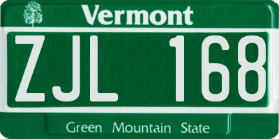 VT license plate ZJL168