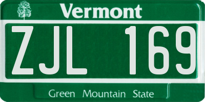 VT license plate ZJL169