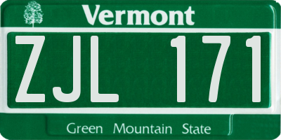 VT license plate ZJL171