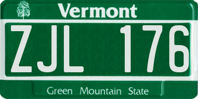 VT license plate ZJL176