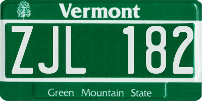 VT license plate ZJL182