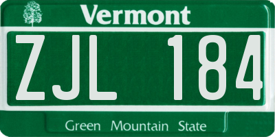 VT license plate ZJL184