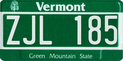 VT license plate ZJL185