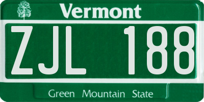 VT license plate ZJL188