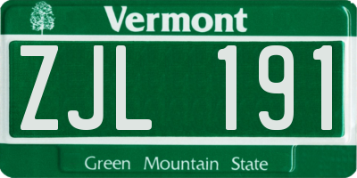 VT license plate ZJL191