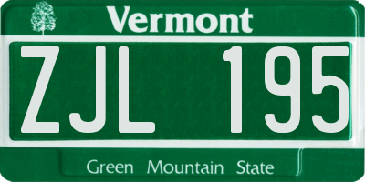 VT license plate ZJL195