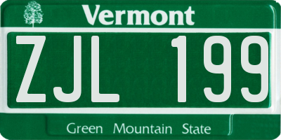 VT license plate ZJL199