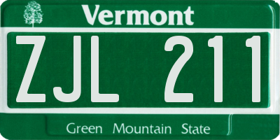VT license plate ZJL211